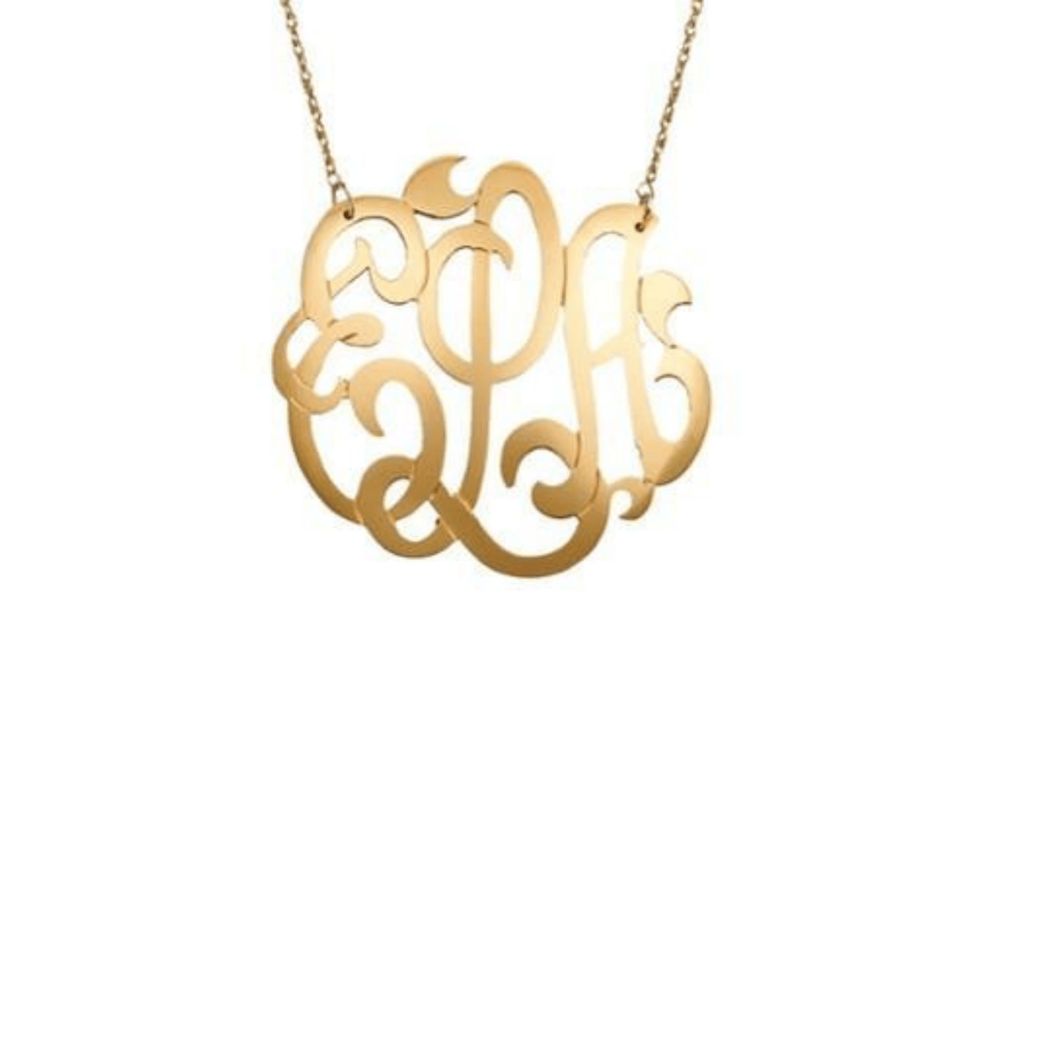 Yellow Gold Lace Monogram Necklace