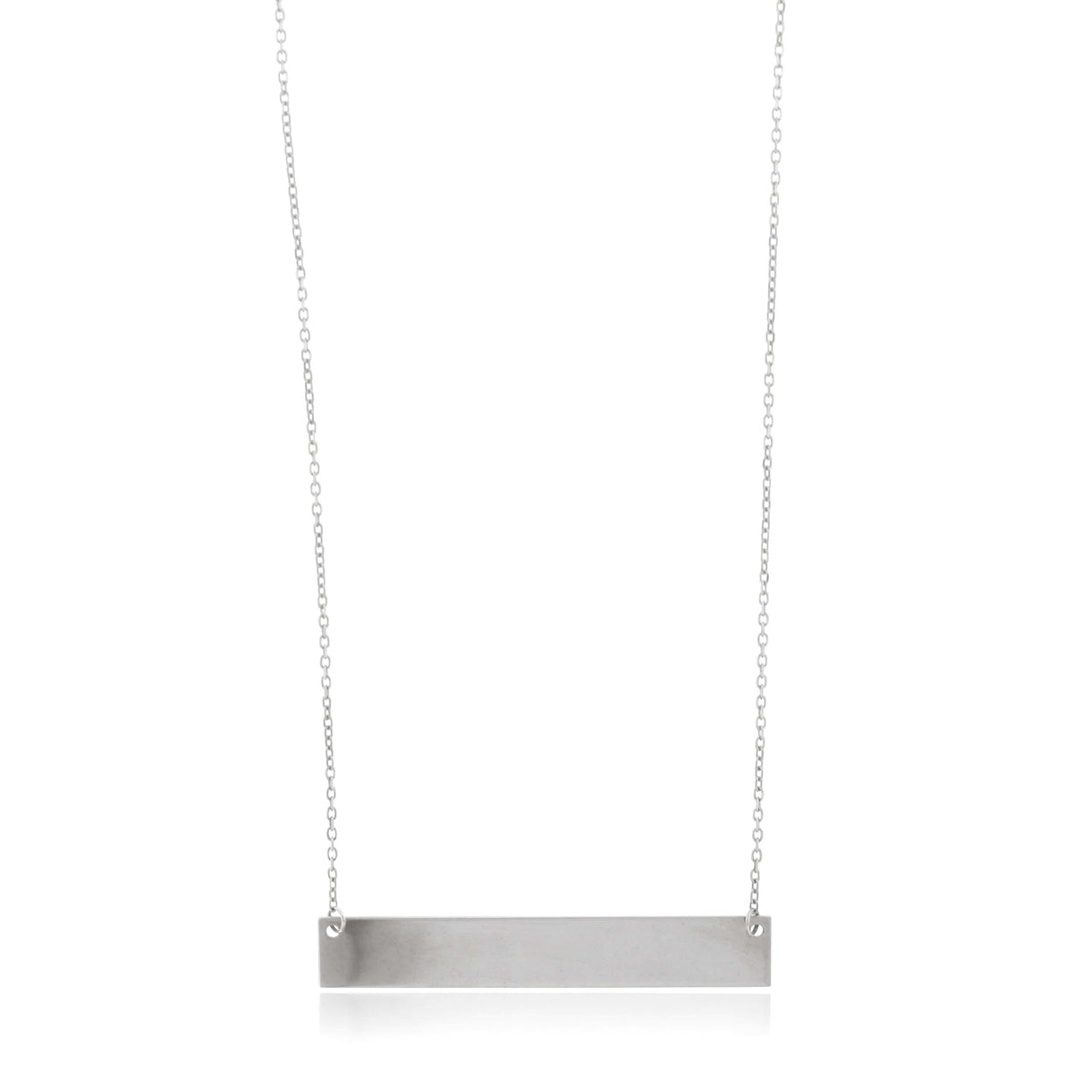 14K White Gold Bar Necklace
