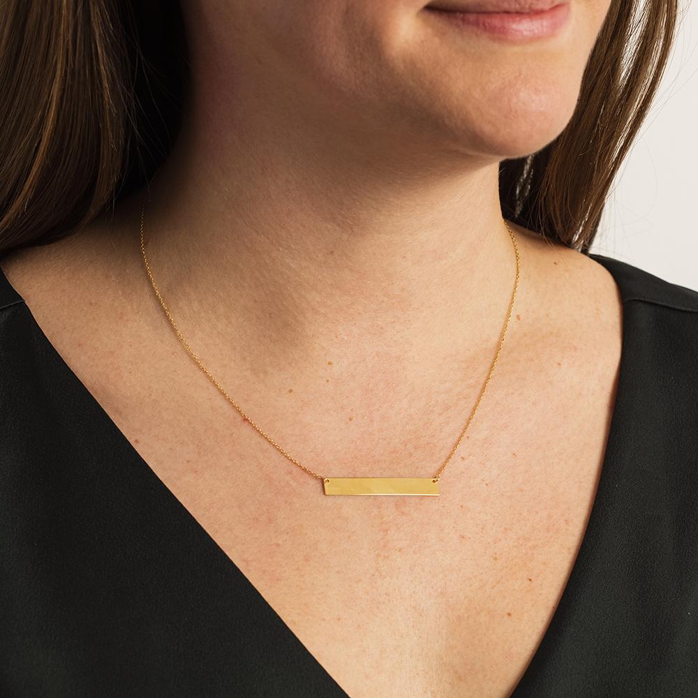 14K Yellow Gold Engravable Bar Necklace