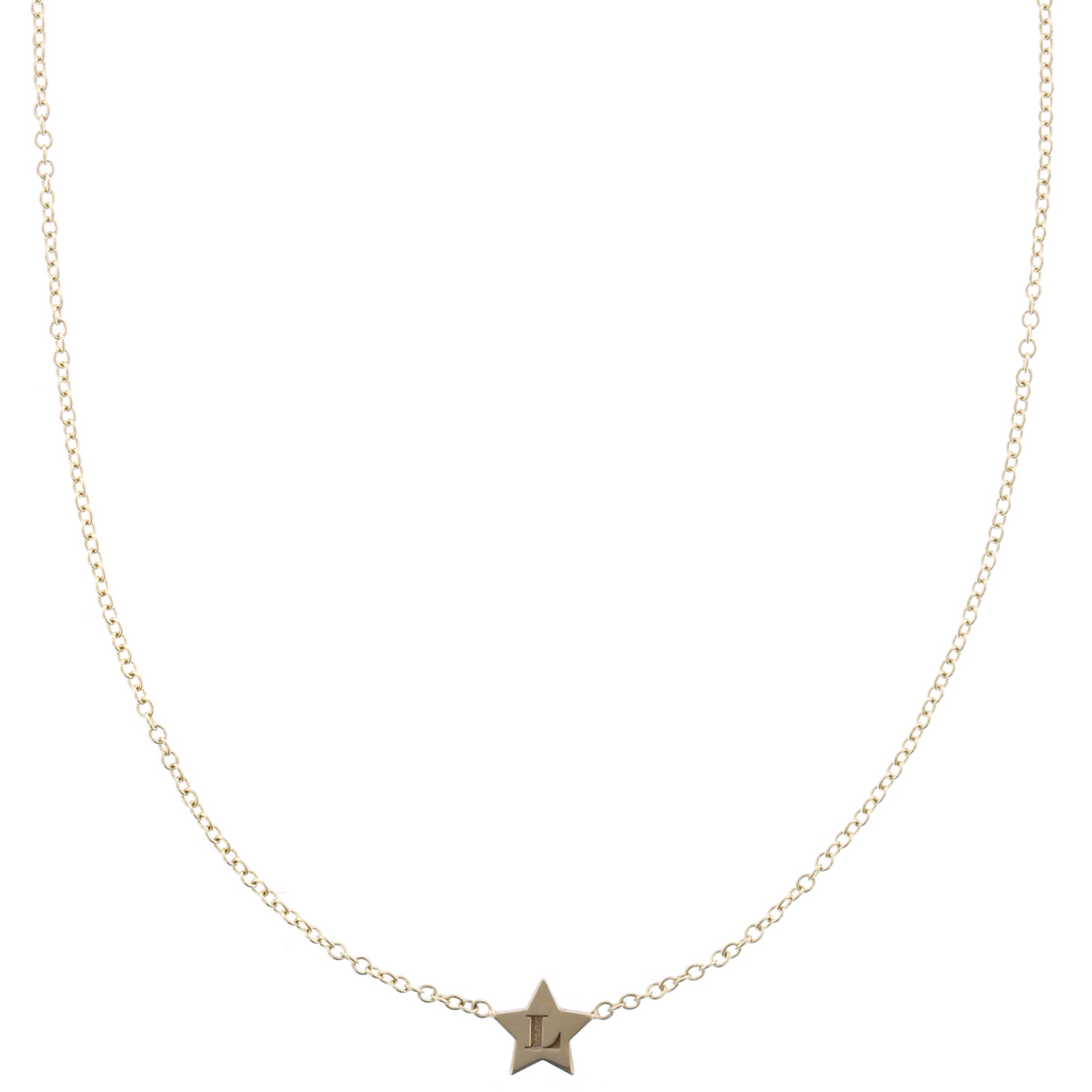 14K Yellow Gold Initial Star Necklace
