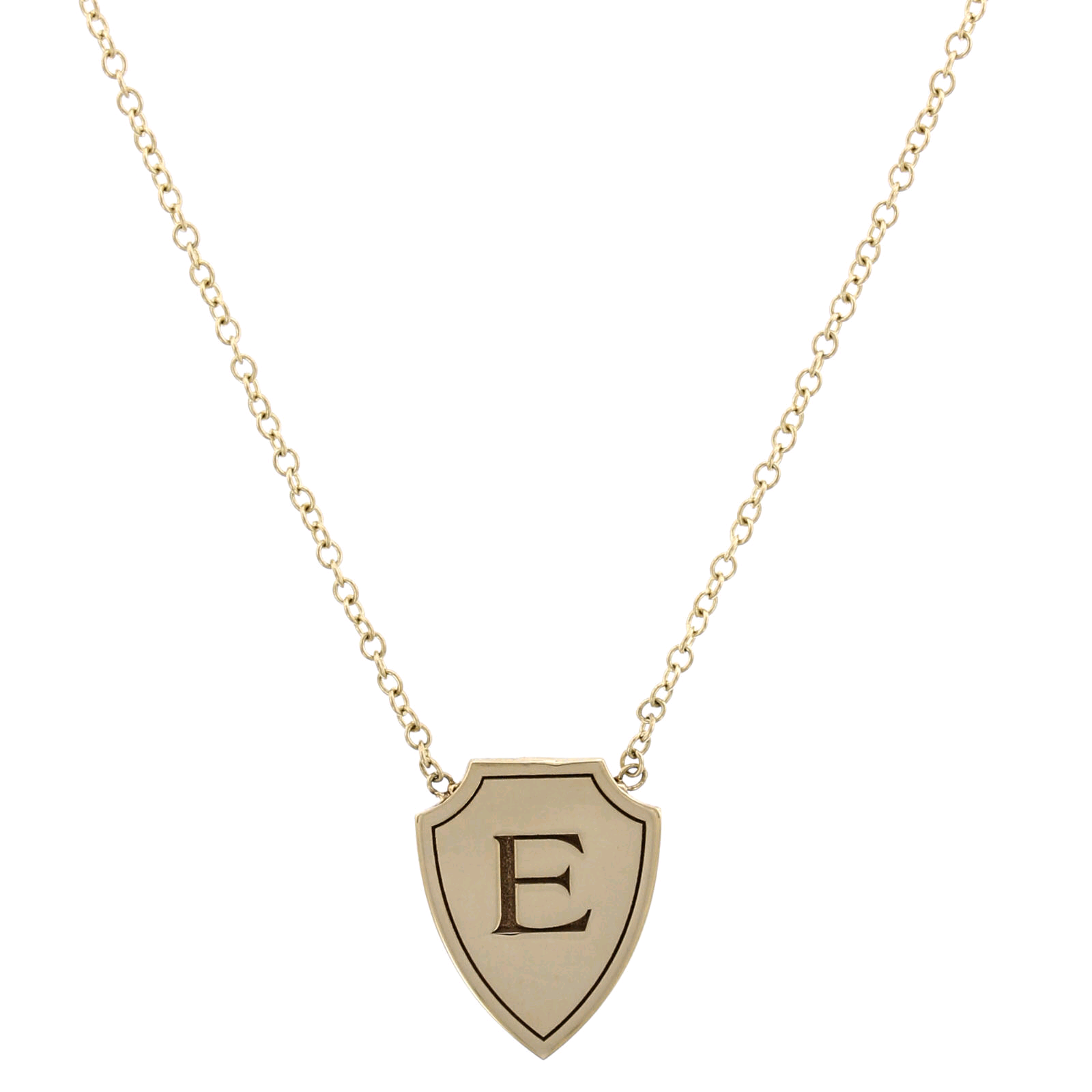 14K Yellow Gold Initial Shield Necklace