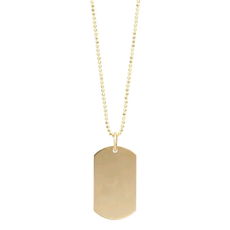 14K Yellow Gold Personalized Dog Tag Necklace