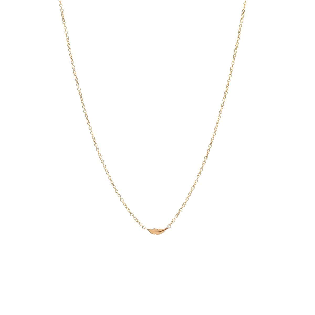14K Yellow Gold Feather Necklace
