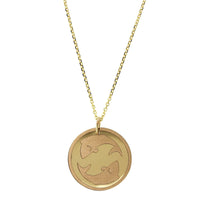14K Yellow Gold Pisces Disc Pendant