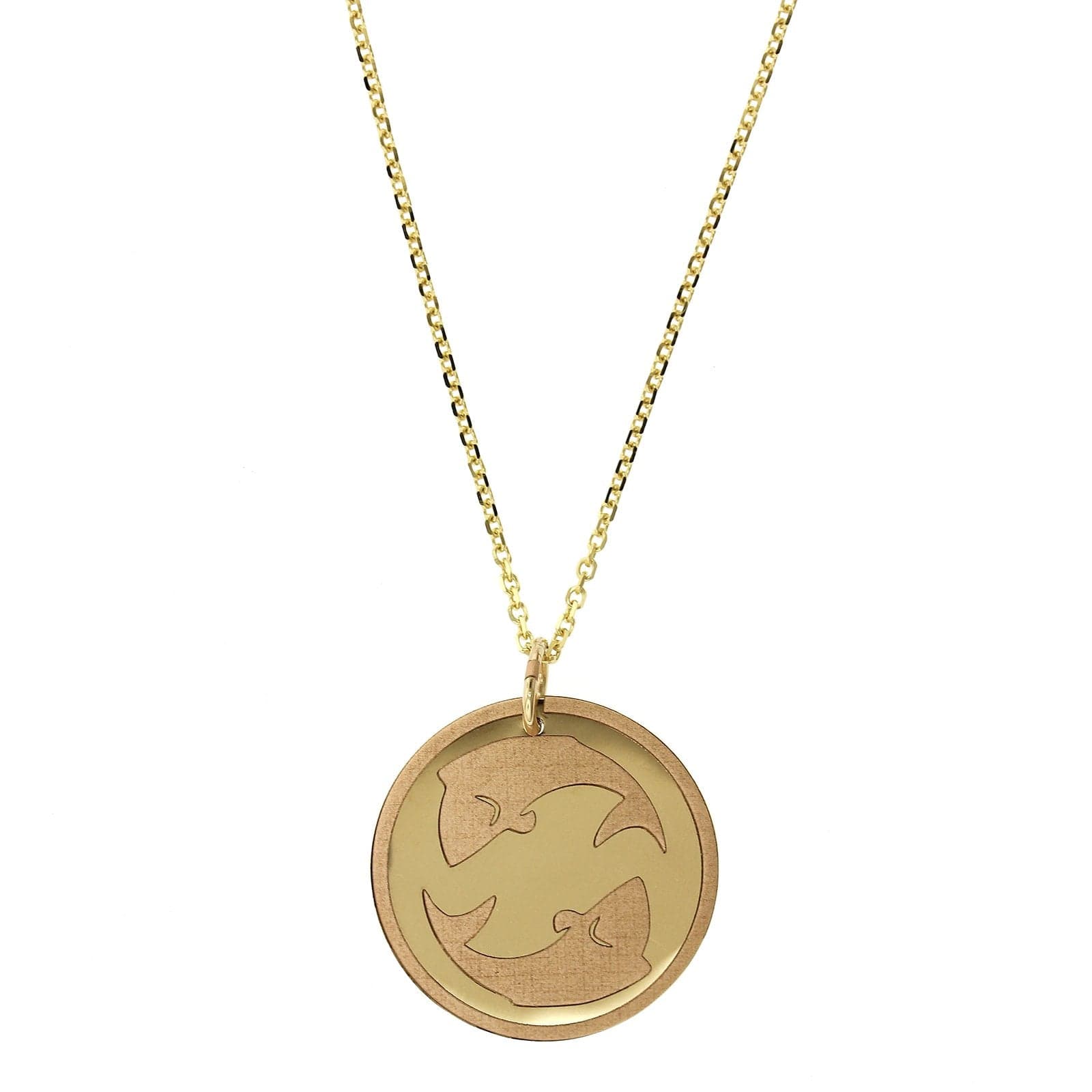 14K Yellow Gold Pisces Disc Pendant