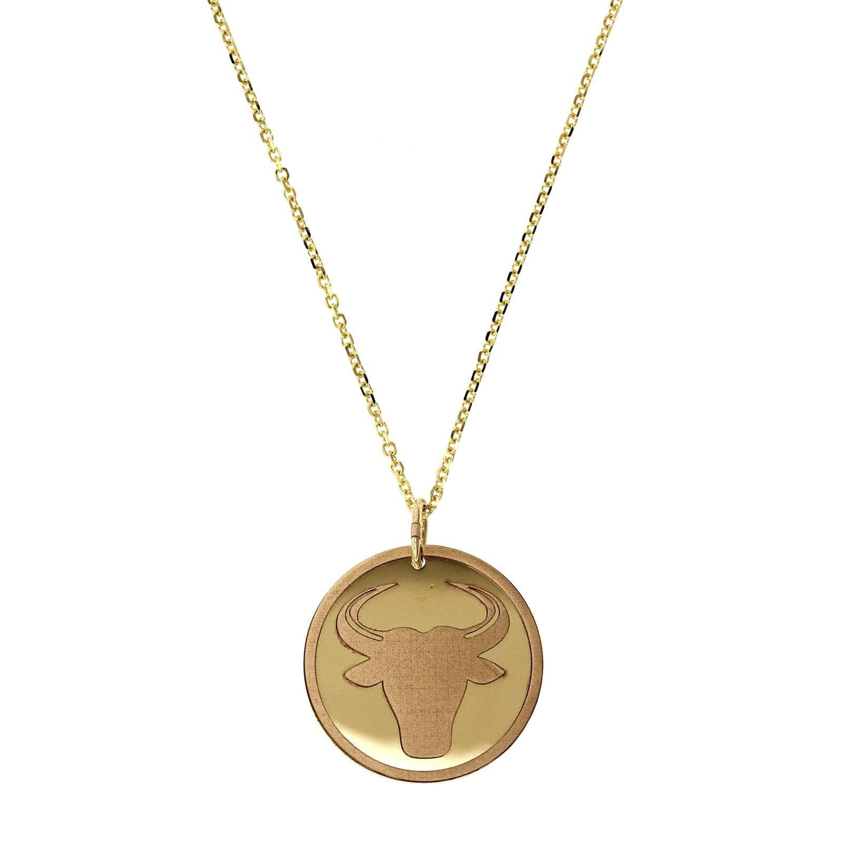 14K Yellow Gold Taurus Disc Pendant