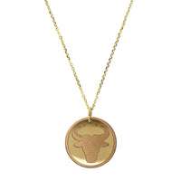 14K Yellow Gold Taurus Disc Pendant