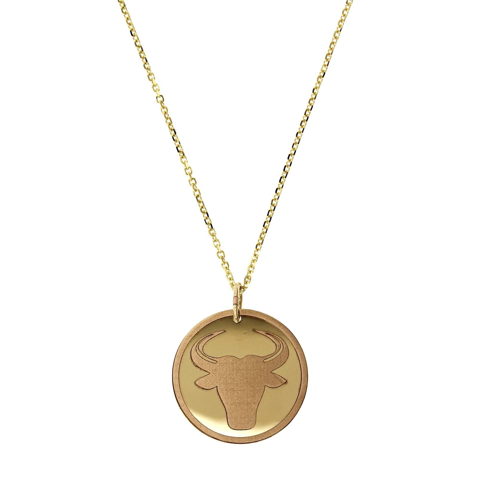 14K Yellow Gold Taurus Disc Pendant