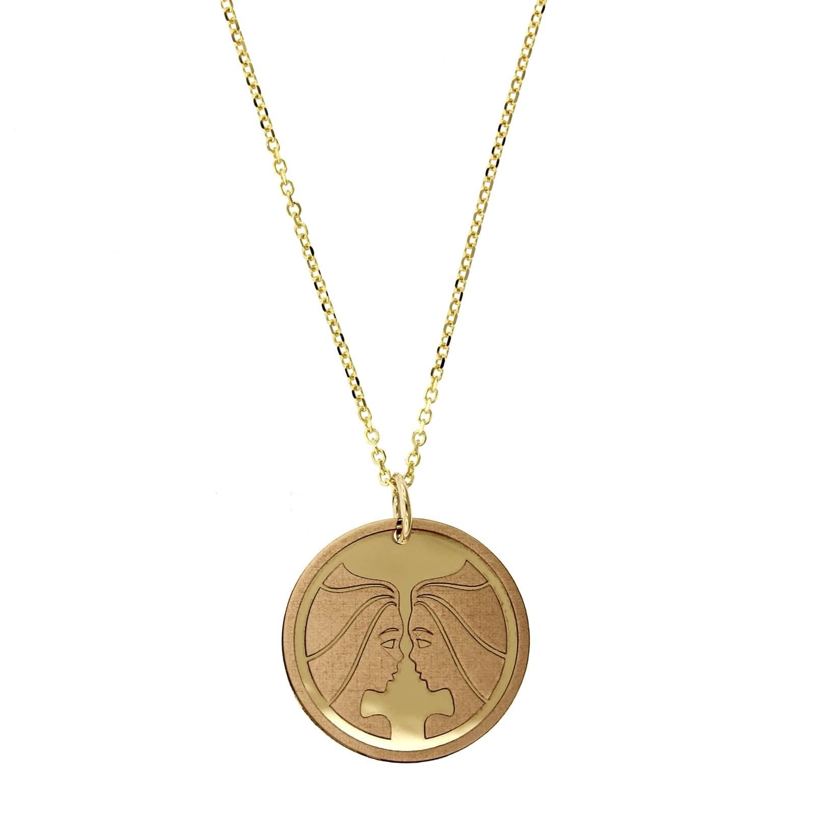 14K Yellow Gold Gemini Disc Pendant