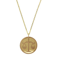 14K Yellow Gold Libra Disc Pendant
