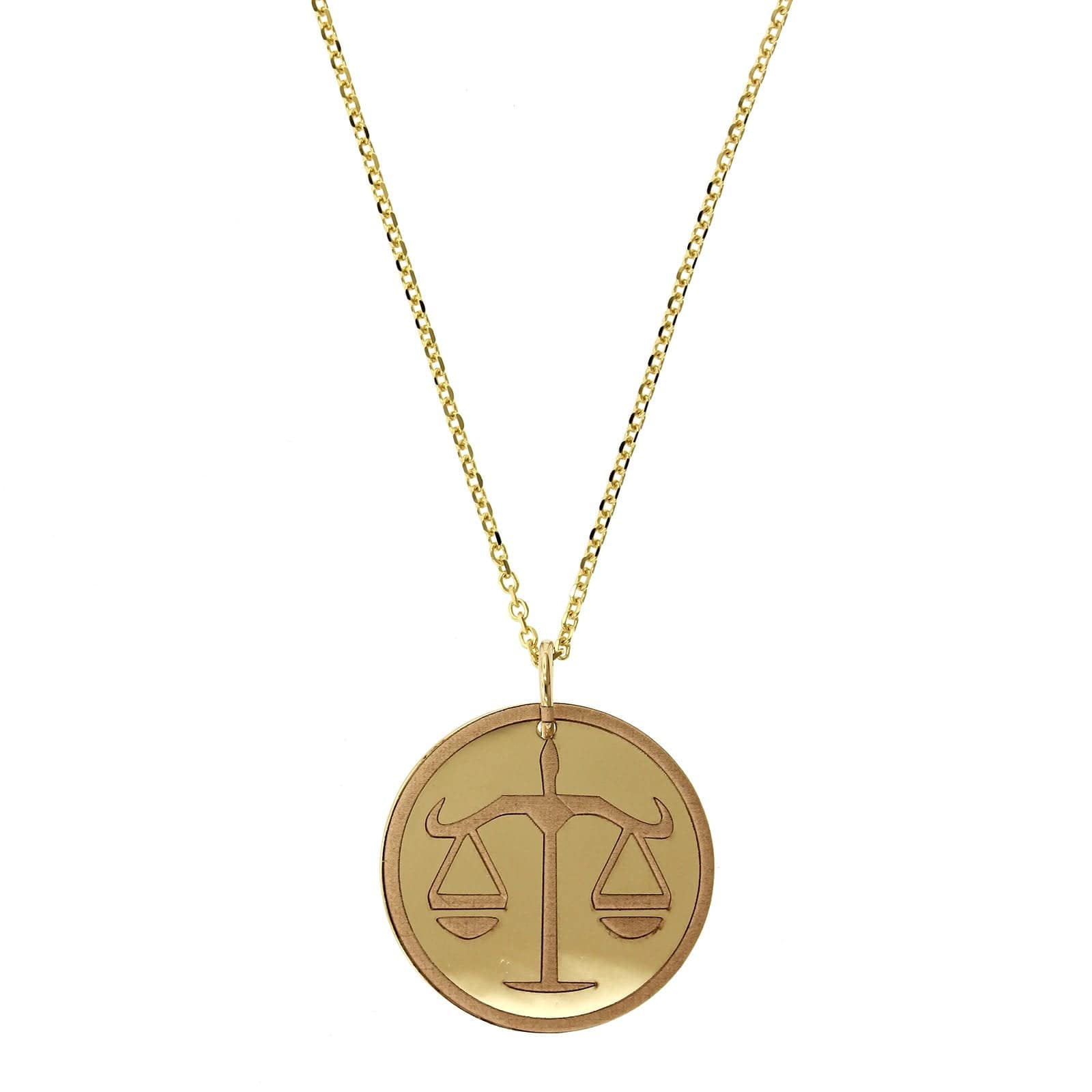 14K Yellow Gold Libra Disc Pendant