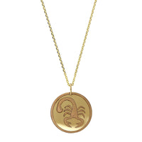 14K Yellow Gold Scorpio Disc Pendant