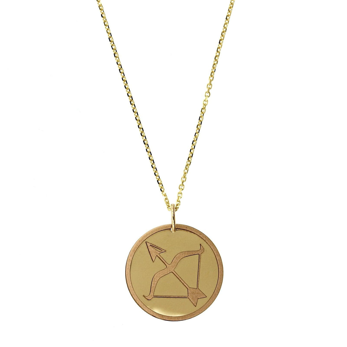 14K Yellow Gold Sagittarius Disc Pendant