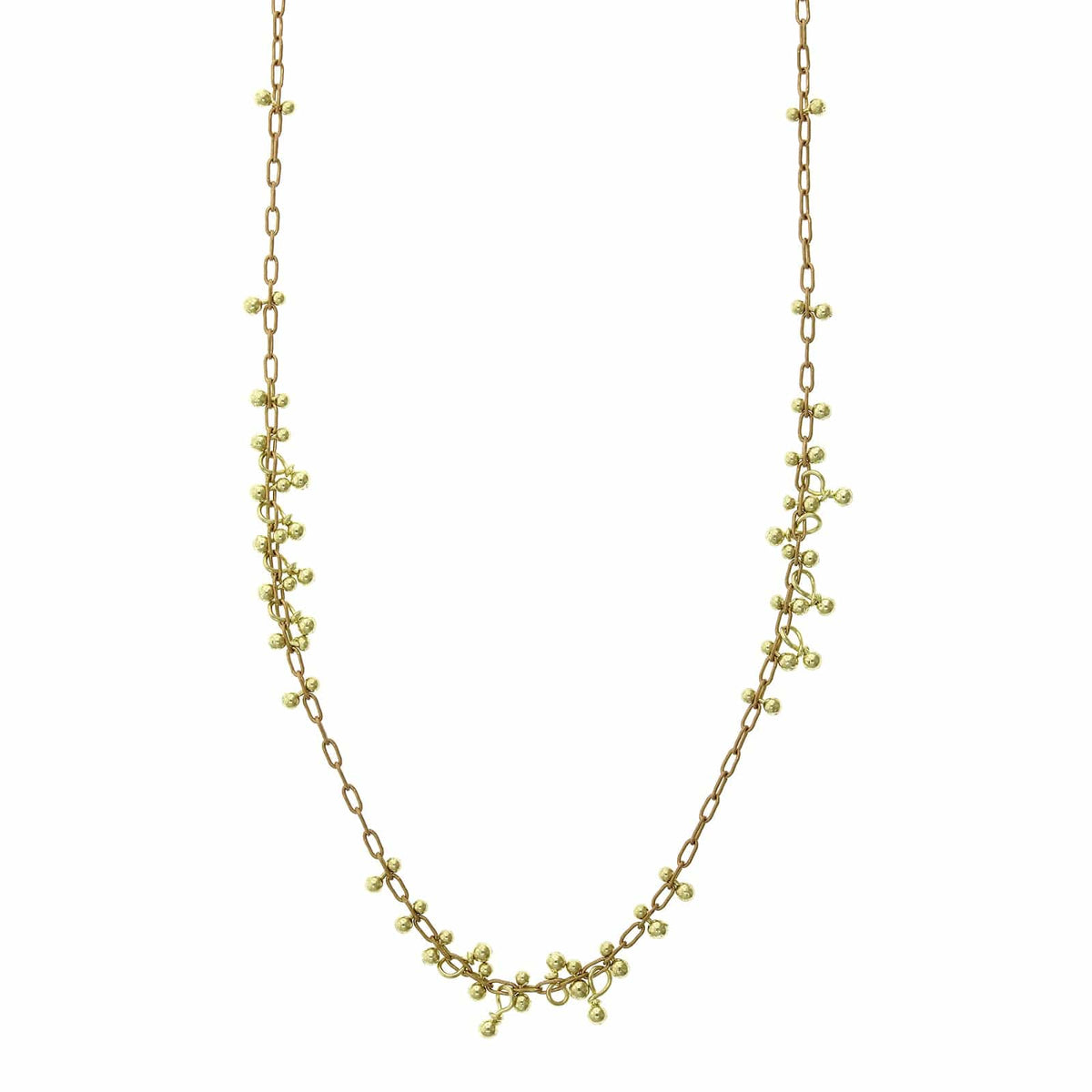 18K Yellow Gold Beaded Sections Necklace