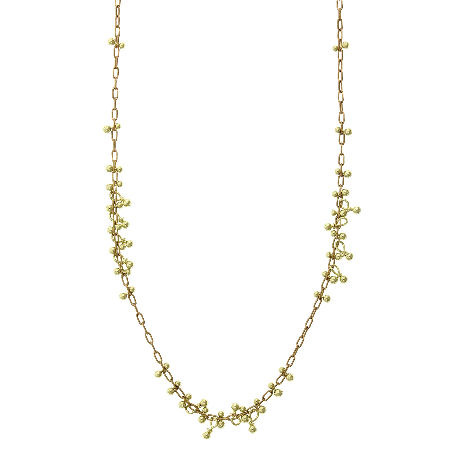 18K Yellow Gold Beaded Sections Necklace