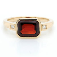 14K Yellow Gold Garnet and Diamond Ring