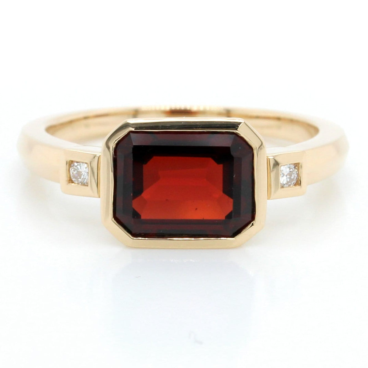 14K Yellow Gold Garnet and Diamond Ring