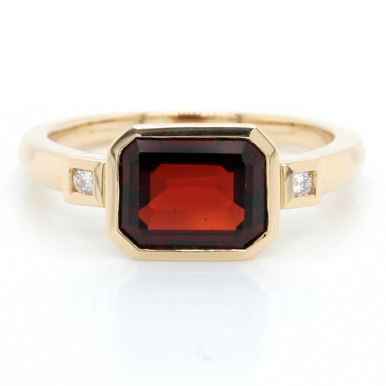 14K Yellow Gold Garnet and Diamond Ring
