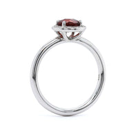 14K White Gold Garnet Diamond Halo Ring