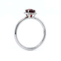 14K White Gold Garnet Diamond Halo Ring