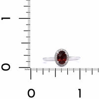 14K White Gold Garnet Diamond Halo Ring