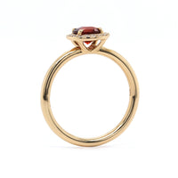 14K Yellow Gold Garnet Diamond Halo Ring