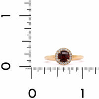 14K Yellow Gold Garnet Diamond Halo Ring