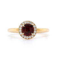 14K Yellow Gold Garnet Diamond Halo Ring
