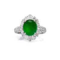 18K White Gold Jadeite and Diamond Ring