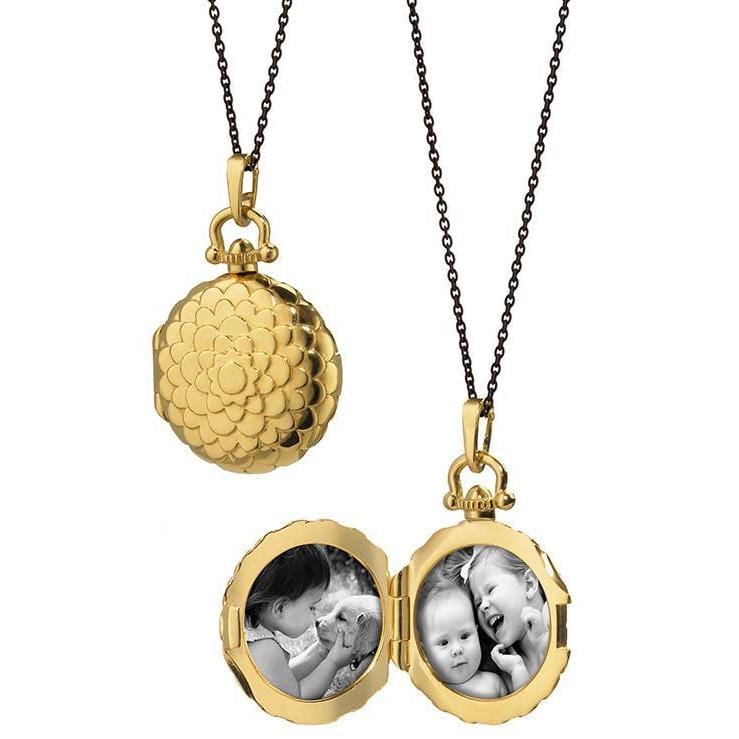 18K Yellow Gold Scallop Locket Necklace