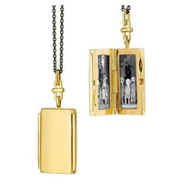 18K Yellow Gold Rectangle Locket Necklace