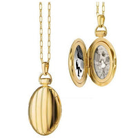 18K Yellow Gold Oval Stripe Locket Necklace
