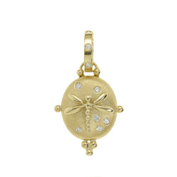 18K Yellow Gold Dragonfly Diamond Locket