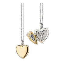Two-Tone and Serling Silver Heart Locket on Chain