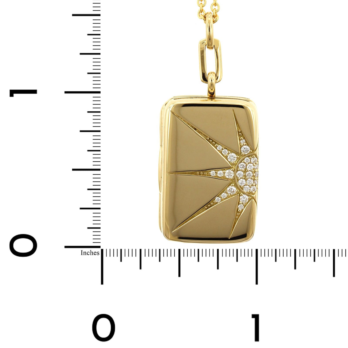 18K Yellow Gold Rectangular Diamond Locket