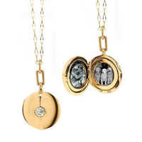 18K Yellow Gold Round Diamond Locket Necklace