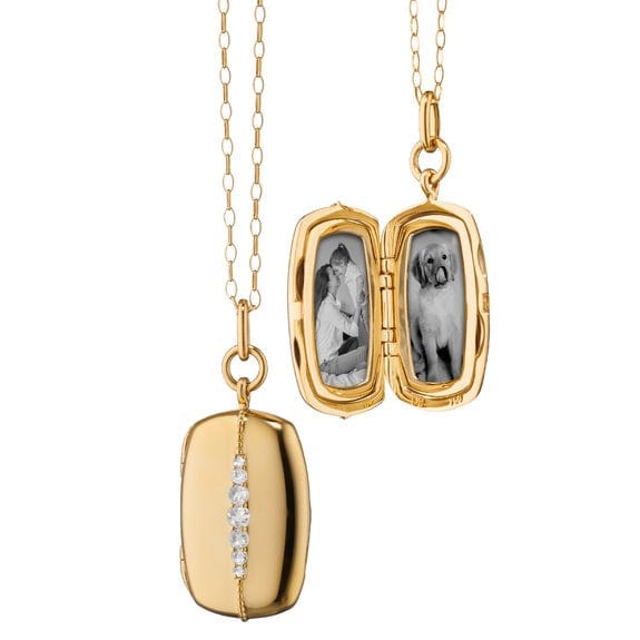 18K Yellow Gold Rectangle Diamond Locket, Long's Jewelers