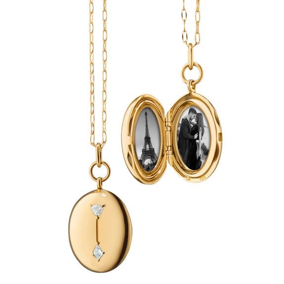 18K Yellow Gold Oval Diamond Locket, Long's Jewelers
