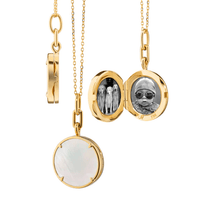 18K Yellow Gold Mother of Pearl Round Locket