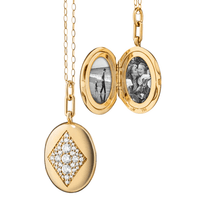 18K Yellow Gold Oval Diamond Locket