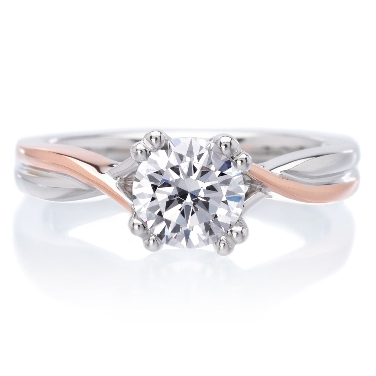 18K White and Rose Gold Solitude Engagement Ring