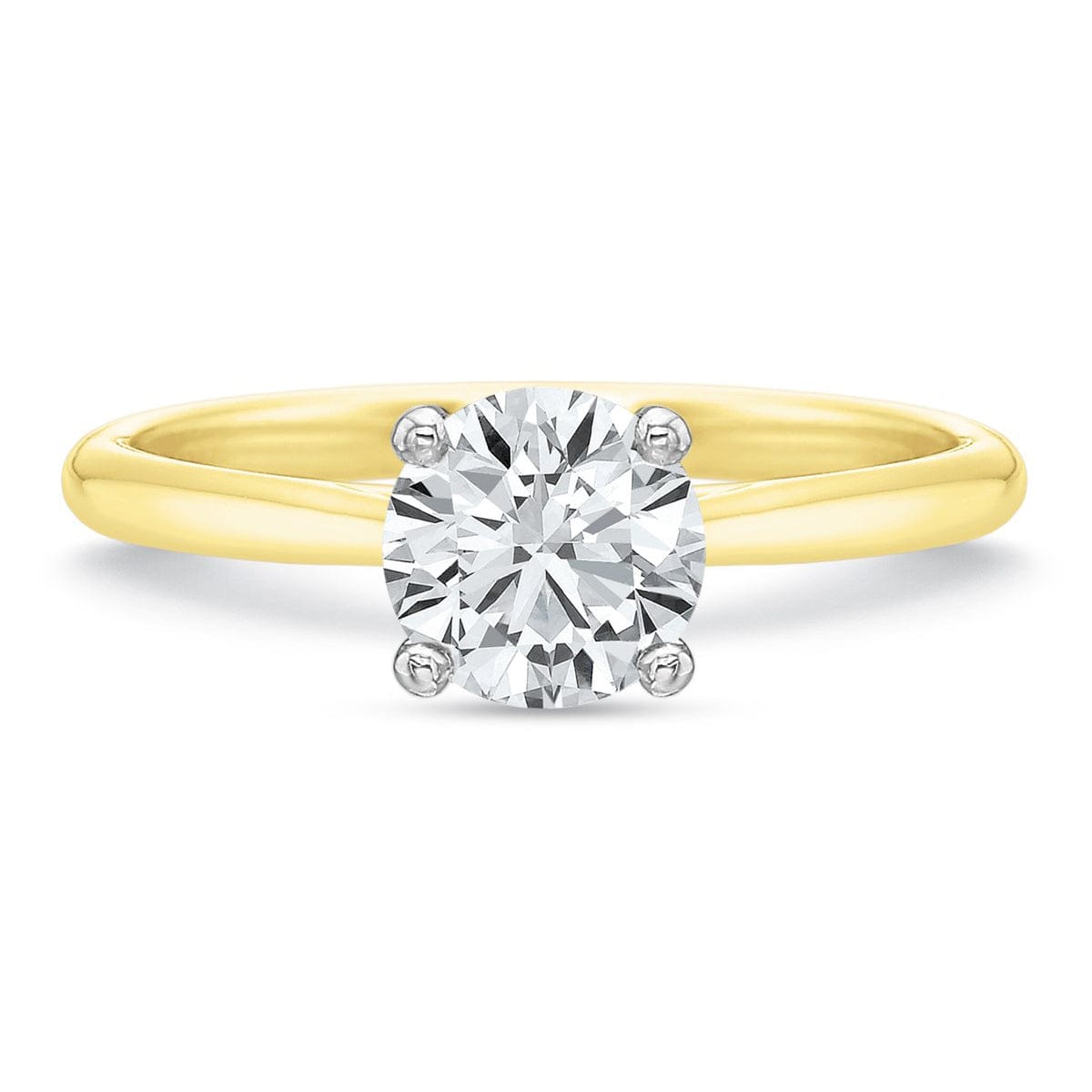 18K Yellow Gold New Aire 4 Prong Solitaire Engagement Ring Setting