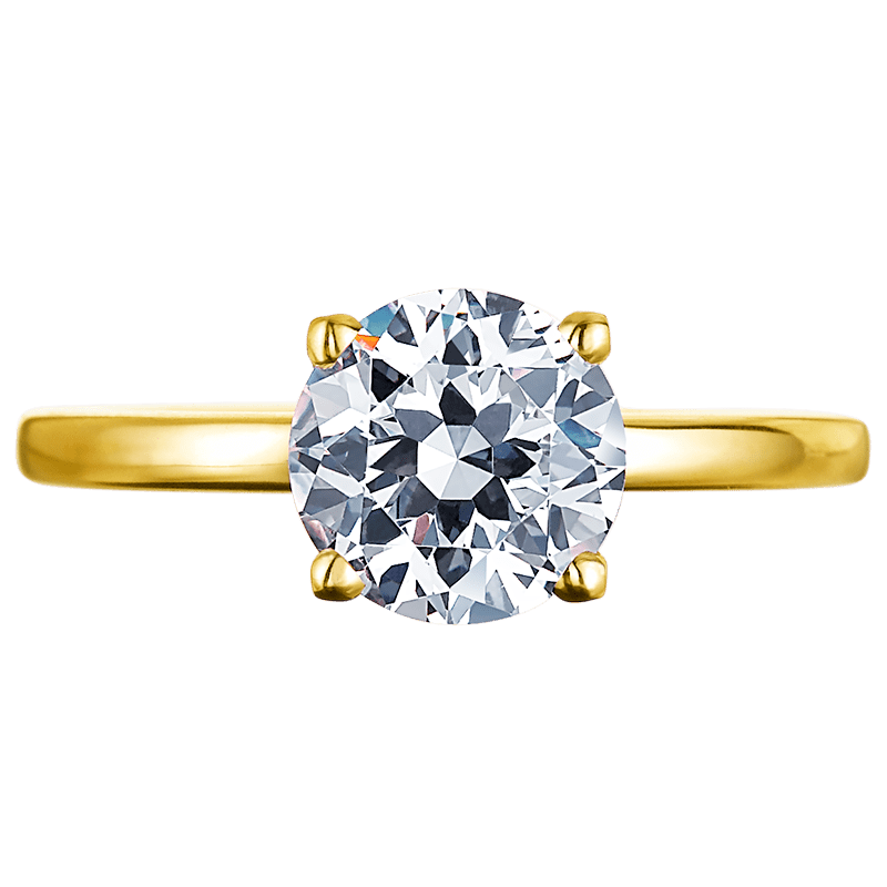 18K Yellow Gold Four Prong Solitaire Diamond Engagement Ring