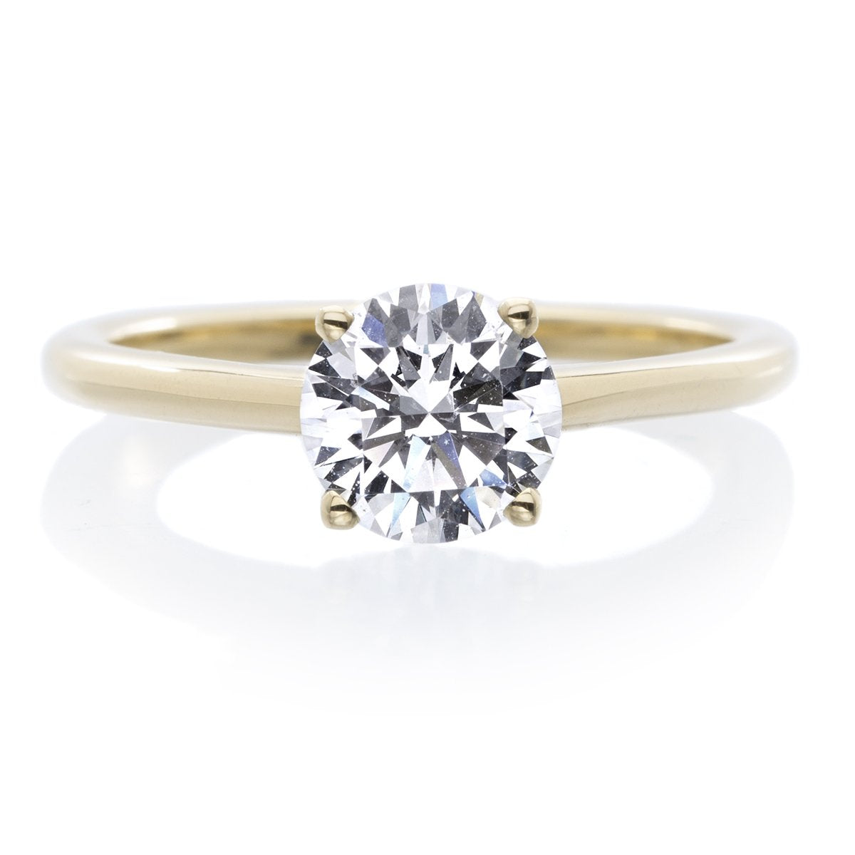 18K Yellow Gold Solitaire Round Center Diamond Engagment Ring