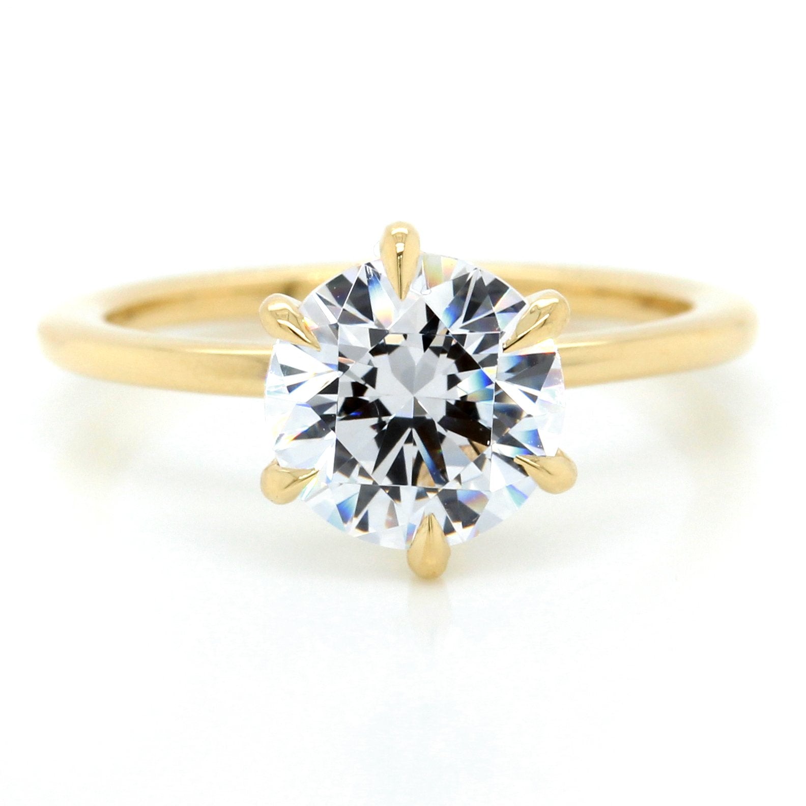 18K Yellow Gold Six-Prong Round Diamond Engagement Ring