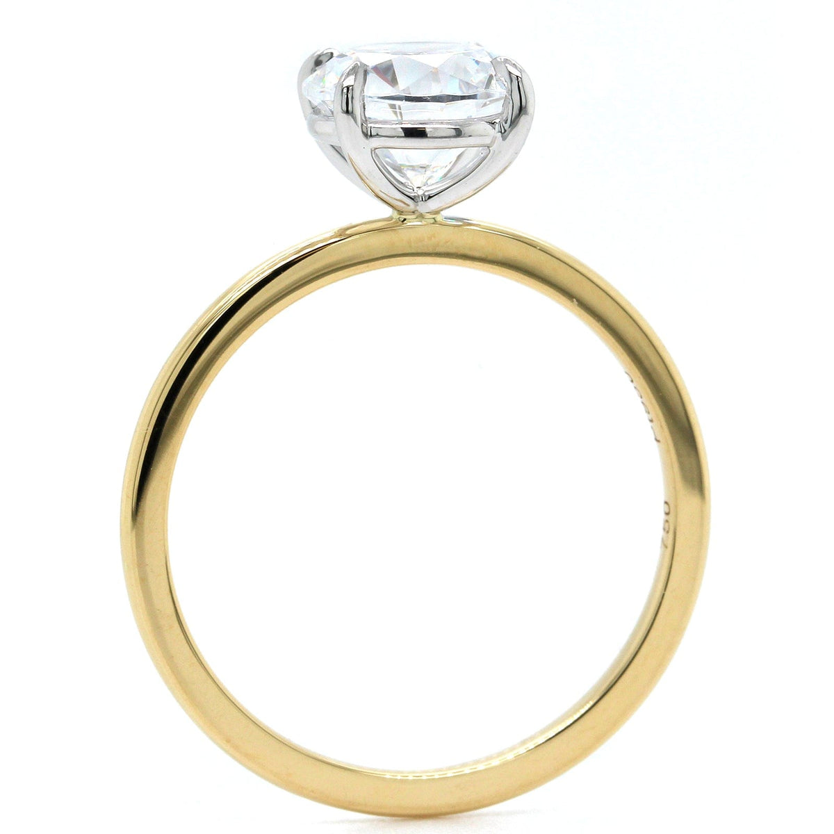 18K Yellow Gold Round 4 Prong Solitaire Engagement Ring Setting, 18k yellow gold and platinum, Long's Jewelers
