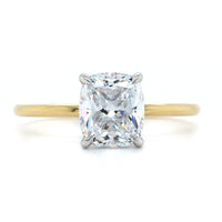 18K Yellow Gold Cushion 4 Prong Solitaire Engagement Ring Setting, 18k yellow gold and platinum, Long's Jewelers