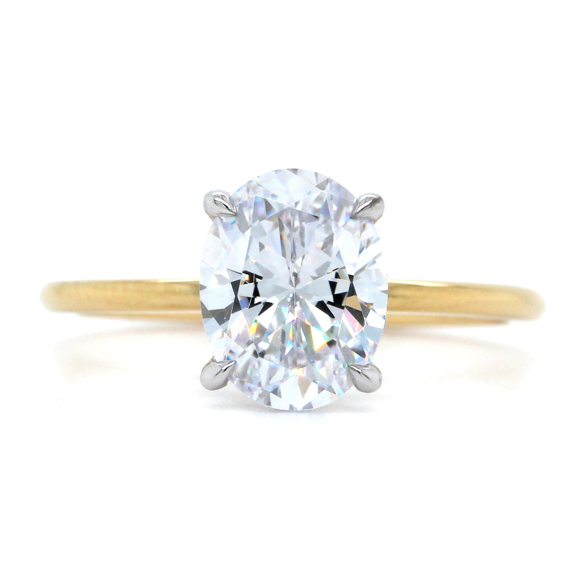 18K Yellow Gold Oval 4 Prong Solitaire Engagement Ring Setting, 18k yellow gold and platinum, Long's Jewelers