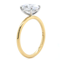 18K Yellow Gold Oval 4 Prong Solitaire Engagement Ring Setting, 18k yellow gold and platinum, Long's Jewelers