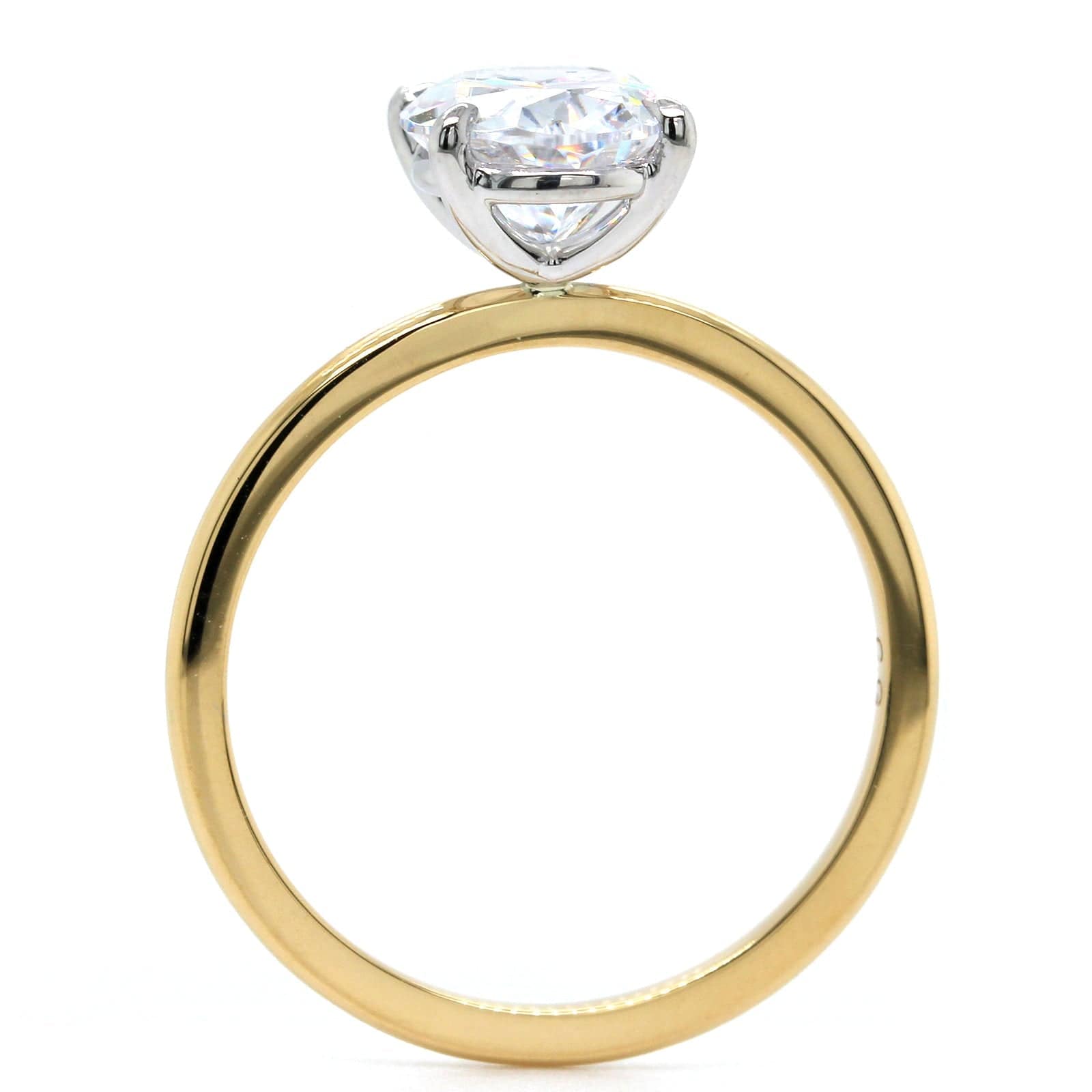 18K Yellow Gold Oval 4 Prong Solitaire Engagement Ring Setting, 18k yellow gold and platinum, Long's Jewelers
